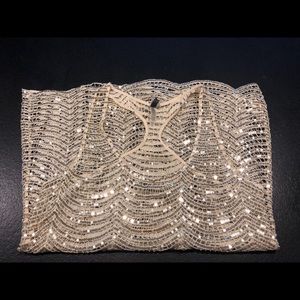 Gold Sequin Racerback Bathing Coverup